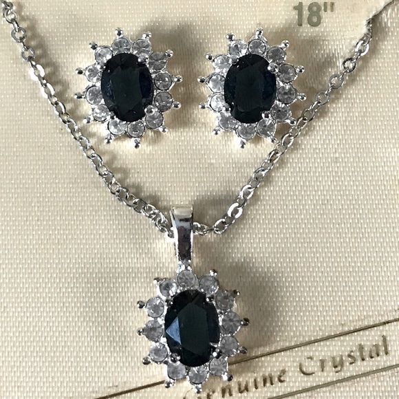 Investments Crystal Sapphire Necklace‎ and Earrings Gift Box Set Genuine - Picture 3 of 3